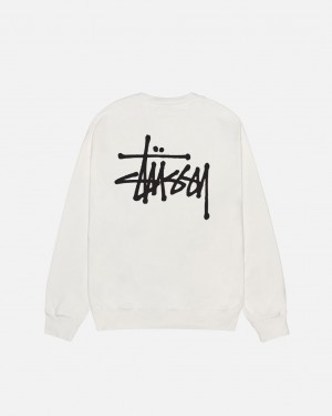 Beige Stussy Basic Stüssy Pigment Dyed Crew Men Sweatshirts | ZNT-4893