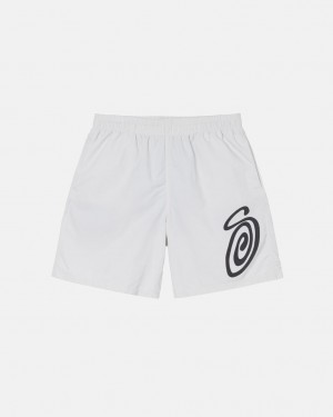 Beige Stussy Curly S Water Short Men Swimwear | YEX-4140