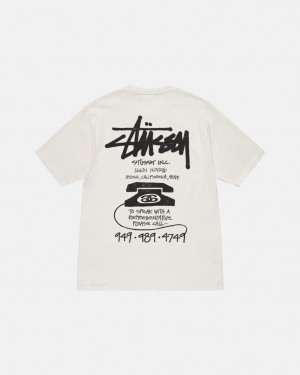 Beige Stussy Old Phone Tee Pigment Dyed Men T Shirt | PUE-6357