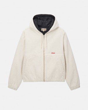 Beige Stussy Work Jacket Insulated Canvas Women Jackets | NLP-7825