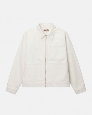 Beige Stussy Zip Work Jacket Overdyed Men Jackets | AQU-5894