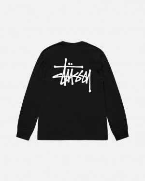 Black Stussy Basic Stüssy Pigment Dyed Ls Tee Women T Shirt | VFJ-3470