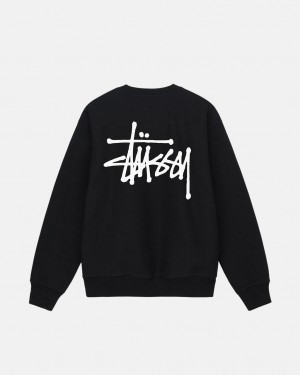 Black Stussy Basic Stussy Crew Men Sweatshirts | NJE-1864