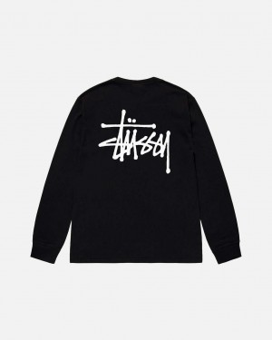 Black Stussy Basic Stussy Ls Tee Men T Shirt | JDZ-2204