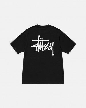 Black Stussy Basic Stussy Pigment Dyed Tee Women T Shirt | OWM-2247