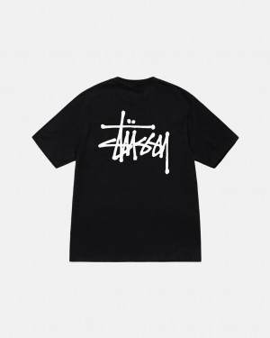 Black Stussy Basic Stussy Tee Men T Shirt | EGN-5377