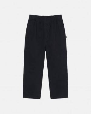 Black Stussy Beach Pant Brushed Cotton Women Pants | LGA-1372