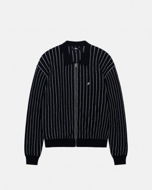 Black Stussy Light Weight Ls Zip Polo Women Tops | MQI-1679