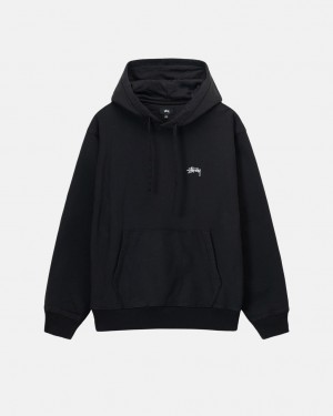 Black Stussy Overdyed Stock Logo Hoodie Men Hoodie | LFE-4873