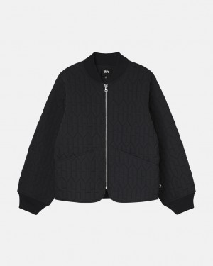 Black Stussy S Quilted Liner Jacket Men Jackets | GFS-5463