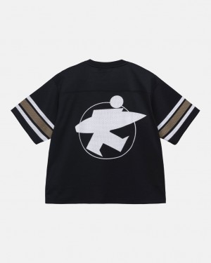 Black Stussy Surfman Mesh Football Jersey Women Tops | PJW-8658