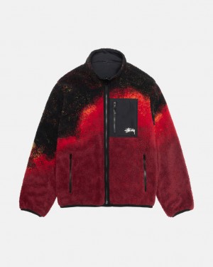 Black / Red Stussy Sherpa Reversible Jacket Women Jackets | QDB-9963