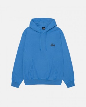 Blue Stussy Basic Stussy Hoodie Pigment Dyed Men Hoodie | XDG-8164