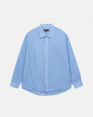 Blue Stussy Light Weight Classic Shirt Women Shirts | ZZE-2860