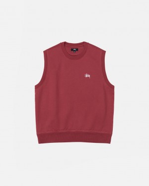 Burgundy Stussy Stock Fleece Vest Men Sweatshirts | TRR-4684