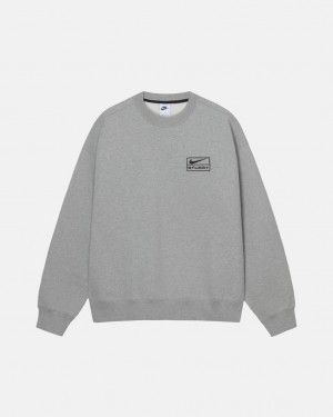 Dark Grey Stussy Fleece Crew Women Sweatshirts | NOW-0955