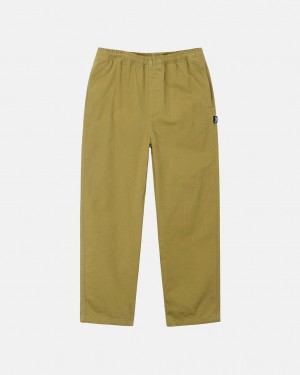 Dark Olive Stussy Brushed Beach Pant Women Pants | OZT-7739