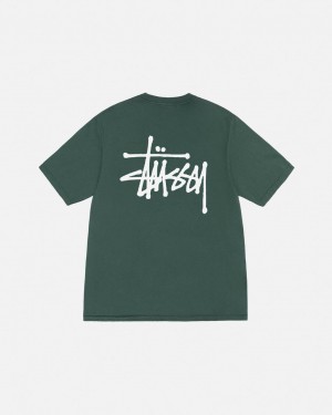 Green Stussy Basic Stussy Tee Pigment Dyed Men T Shirt | WGU-9867