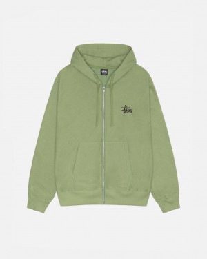 Green Stussy Basic Stussy Zip Hood Men Sweatshirts | GOF-8942