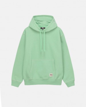 Green Stussy Contrast Stitch Label Hood Men Sweatshirts | XAY-6696