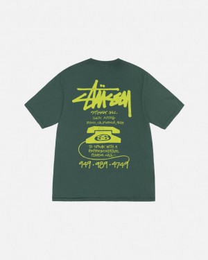 Green Stussy Old Phone Tee Pigment Dyed Men T Shirt | EON-8410