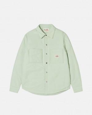 Green Stussy Padded Tech Over Shirt Men Shirt Jackets | JAO-7853