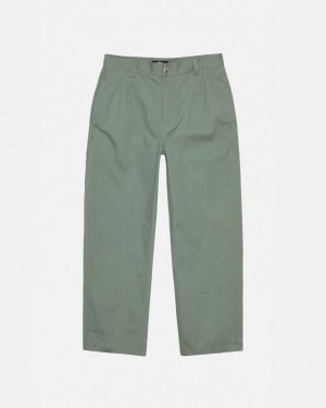 Green Stussy Workgear Trouser Twill Men Pants | OTW-7059