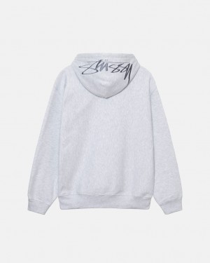 Grey Stussy Back Hood Applique Hoodie Men Hoodie | HRP-1908