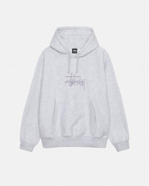 Grey Stussy Basic Applique Hoodie Men Hoodie | NNI-0459