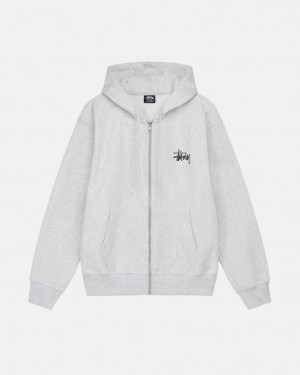 Grey Stussy Basic Stussy Zip Hoodie Men Hoodie | JCK-1391