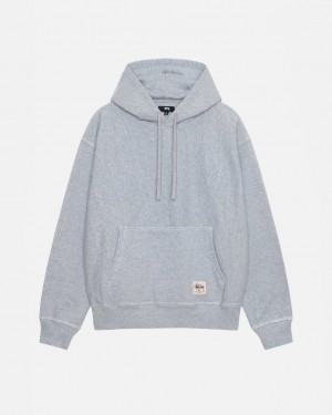 Grey Stussy Contrast Stitch Label Hoodie Men Hoodie | FUG-7756