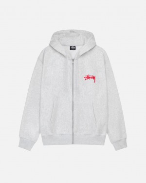 Grey Stussy Skate Tough Zip Hoodie Men Hoodie | LUN-3778