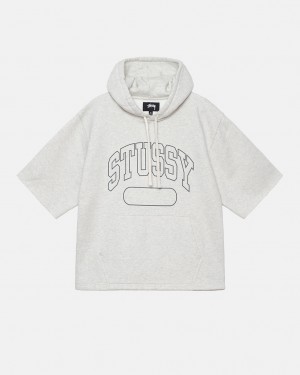 Grey Stussy Ss Boxy Cropped Hoodie Women Hoodie | BSR-9034