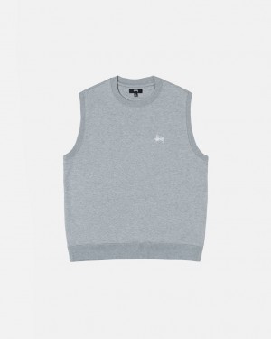 Grey Stussy Stock Fleece Vest Women Sweatshirts | RML-8476