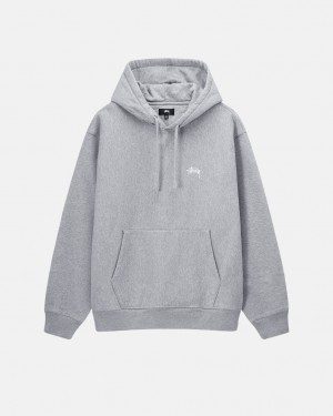 Grey Stussy Stock Logo Hoodie Women Hoodie | RNC-9419