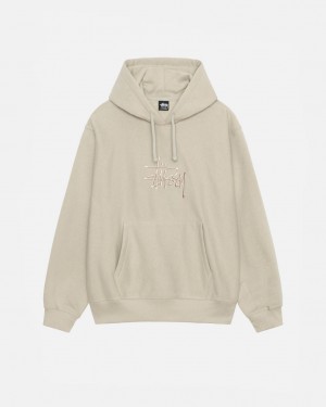 Khaki Stussy Basic Applique Hood Men Sweatshirts | EUY-2490