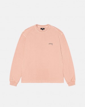 Light Pink Stussy Lazy Ls Tee Men T Shirt | ANX-3641