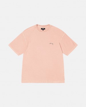 Light Pink Stussy Pig. Dyed Inside Out Crew Men T Shirt | QUP-5437