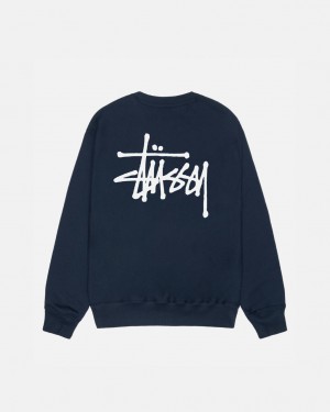 Navy Stussy Basic Stussy Crew Women Sweatshirts | QJX-6662