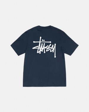 Navy Stussy Basic Stussy Tee Women T Shirt | GJT-4213