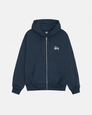 Navy Stussy Basic Stussy Zip Hoodie Men Hoodie | CUY-3220