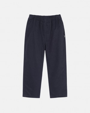 Navy Stussy Beach Pant Brushed Cotton Women Pants | KCH-6057