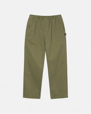 Olive Stussy Beach Pant Brushed Cotton Men Pants | IJN-9958