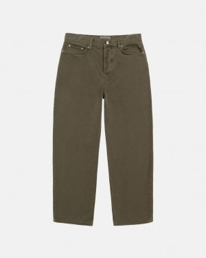 Olive Stussy Big Ol' Jean Washed Canvas Men Denim | ZGM-5415