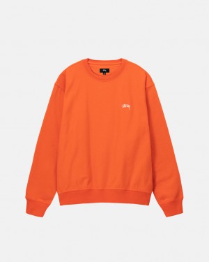 Orange Stussy Overdyed Stock Logo Crew Women Sweatshirts | DQI-1067