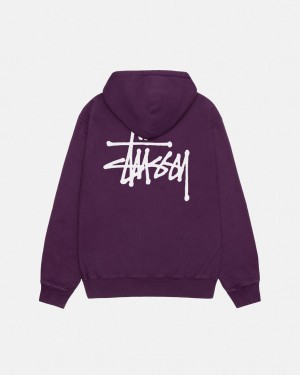 Purple Stussy Basic Stussy Hoodie Pigment Dyed Men Hoodie | MDH-4574