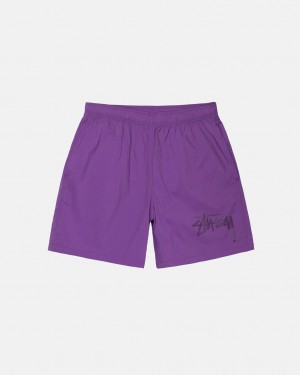 Purple Stussy Big Stock Nylon Short Women Shorts | MVQ-4425