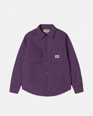 Purple Stussy Padded Tech Over Shirt Men Shirts | LYE-0229