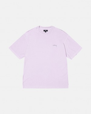 Purple Stussy Pig. Dyed Inside Out Crew Men T Shirt | ARV-1947