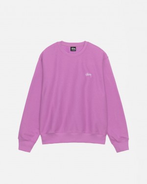 Purple Stussy Stock Logo Crew Women Sweatshirts | NEA-2765